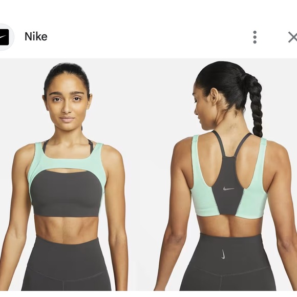 Nike Women's S Yoga Indy Light-support Lightly Lined Ribbed Mint Grey Sports Bra - Picture 2 of 7